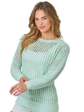 297. Light Mint Open-Knit Sweater